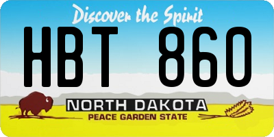 ND license plate HBT860