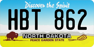 ND license plate HBT862