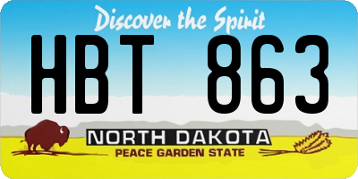 ND license plate HBT863