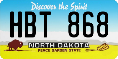 ND license plate HBT868