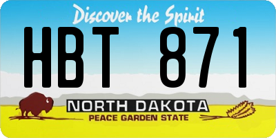 ND license plate HBT871