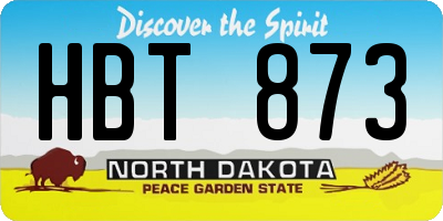 ND license plate HBT873