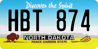 ND license plate HBT874
