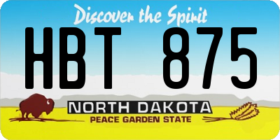 ND license plate HBT875