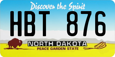 ND license plate HBT876