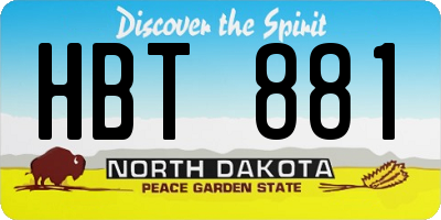 ND license plate HBT881