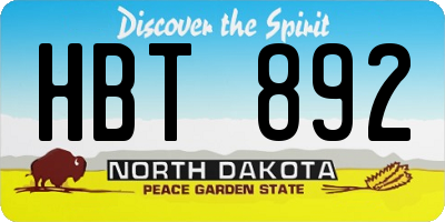 ND license plate HBT892