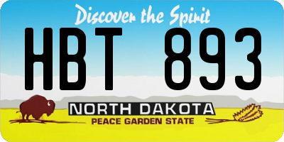 ND license plate HBT893