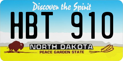 ND license plate HBT910