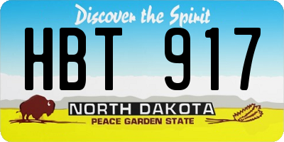 ND license plate HBT917