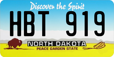 ND license plate HBT919