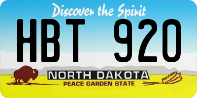 ND license plate HBT920