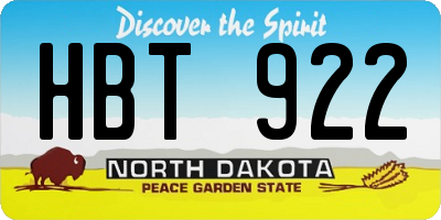 ND license plate HBT922