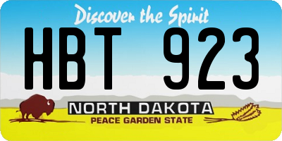 ND license plate HBT923