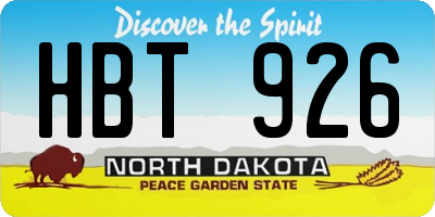 ND license plate HBT926