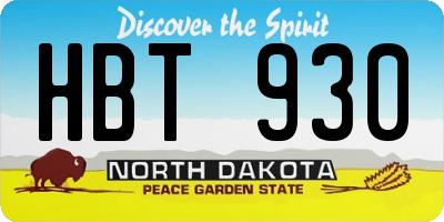 ND license plate HBT930