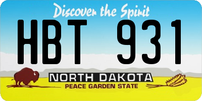 ND license plate HBT931