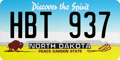 ND license plate HBT937