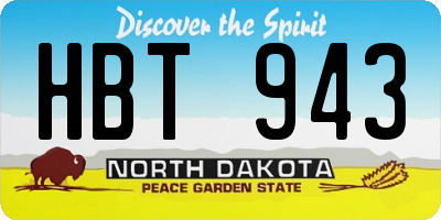 ND license plate HBT943