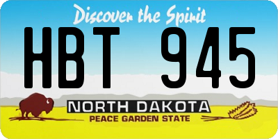 ND license plate HBT945