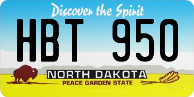 ND license plate HBT950