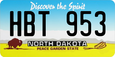 ND license plate HBT953