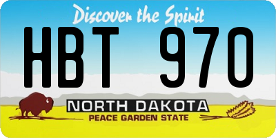 ND license plate HBT970