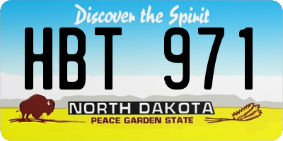 ND license plate HBT971