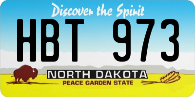 ND license plate HBT973