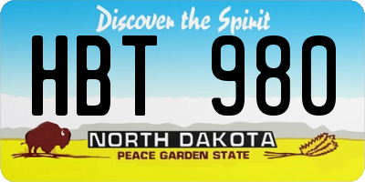 ND license plate HBT980