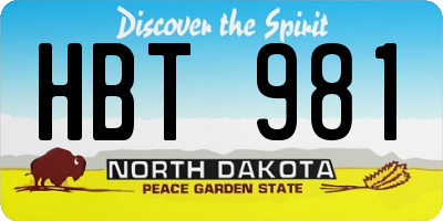 ND license plate HBT981