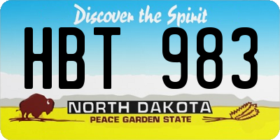ND license plate HBT983