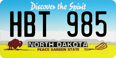 ND license plate HBT985