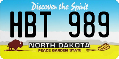 ND license plate HBT989