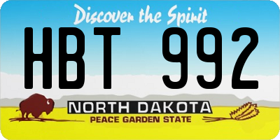 ND license plate HBT992