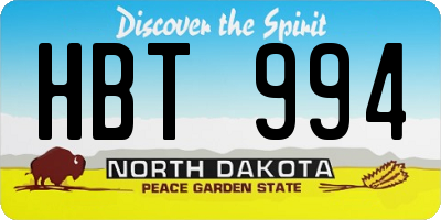 ND license plate HBT994