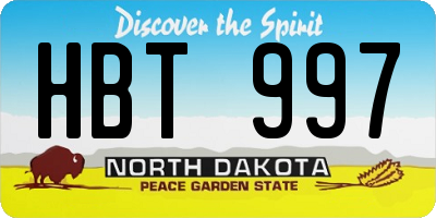 ND license plate HBT997
