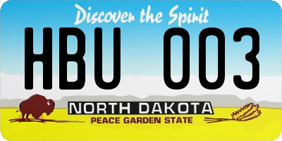 ND license plate HBU003