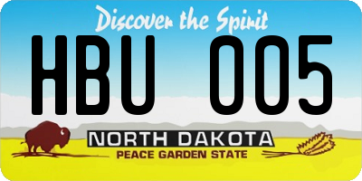 ND license plate HBU005