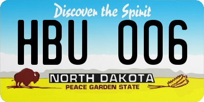 ND license plate HBU006
