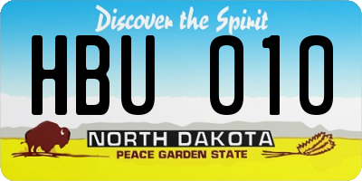 ND license plate HBU010