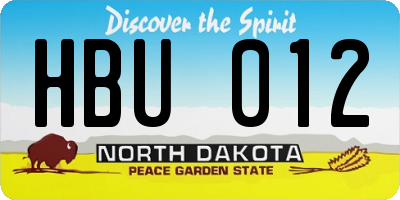 ND license plate HBU012