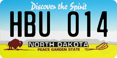 ND license plate HBU014