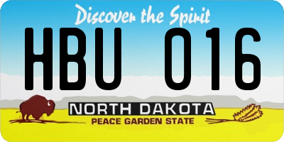 ND license plate HBU016