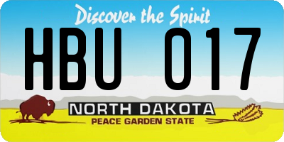 ND license plate HBU017