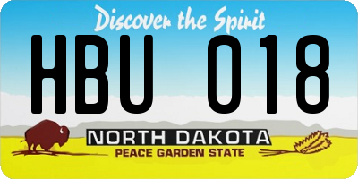ND license plate HBU018