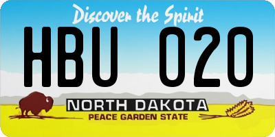 ND license plate HBU020