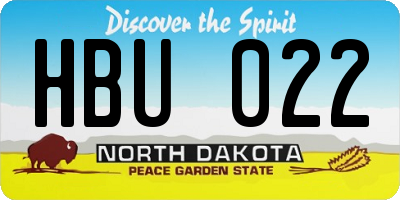 ND license plate HBU022