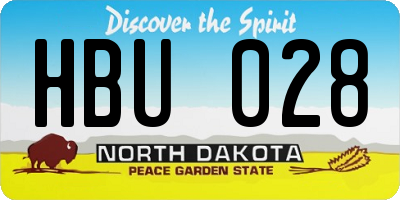 ND license plate HBU028