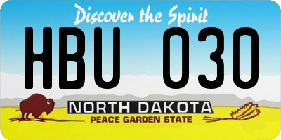 ND license plate HBU030